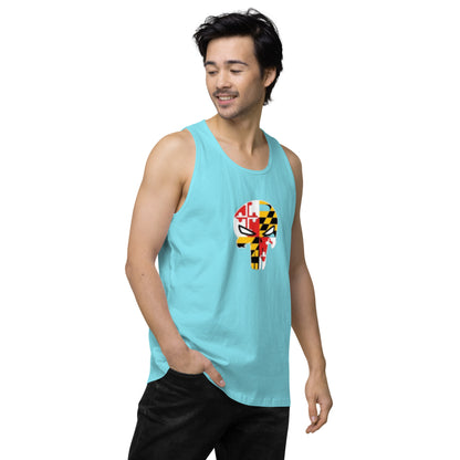 Maryland Skull Men's Premium Cotton Tank Top — right front view