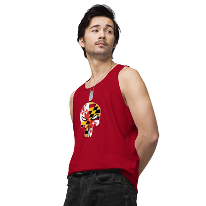 Maryland Skull Men's Premium Cotton Tank Top — left front view