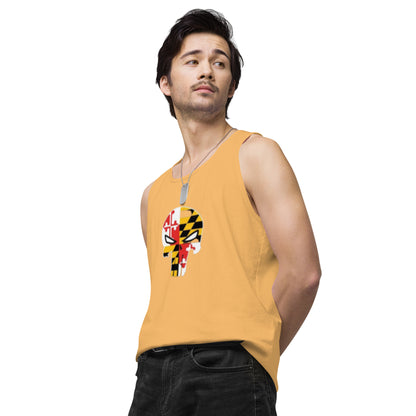 Maryland Skull Men's Premium Cotton Tank Top — left front view