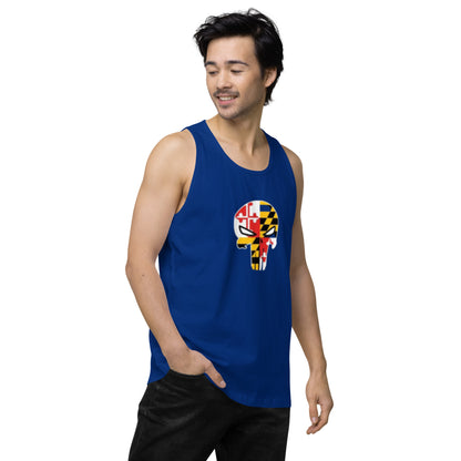 Maryland Skull Men's Premium Cotton Tank Top — right front view