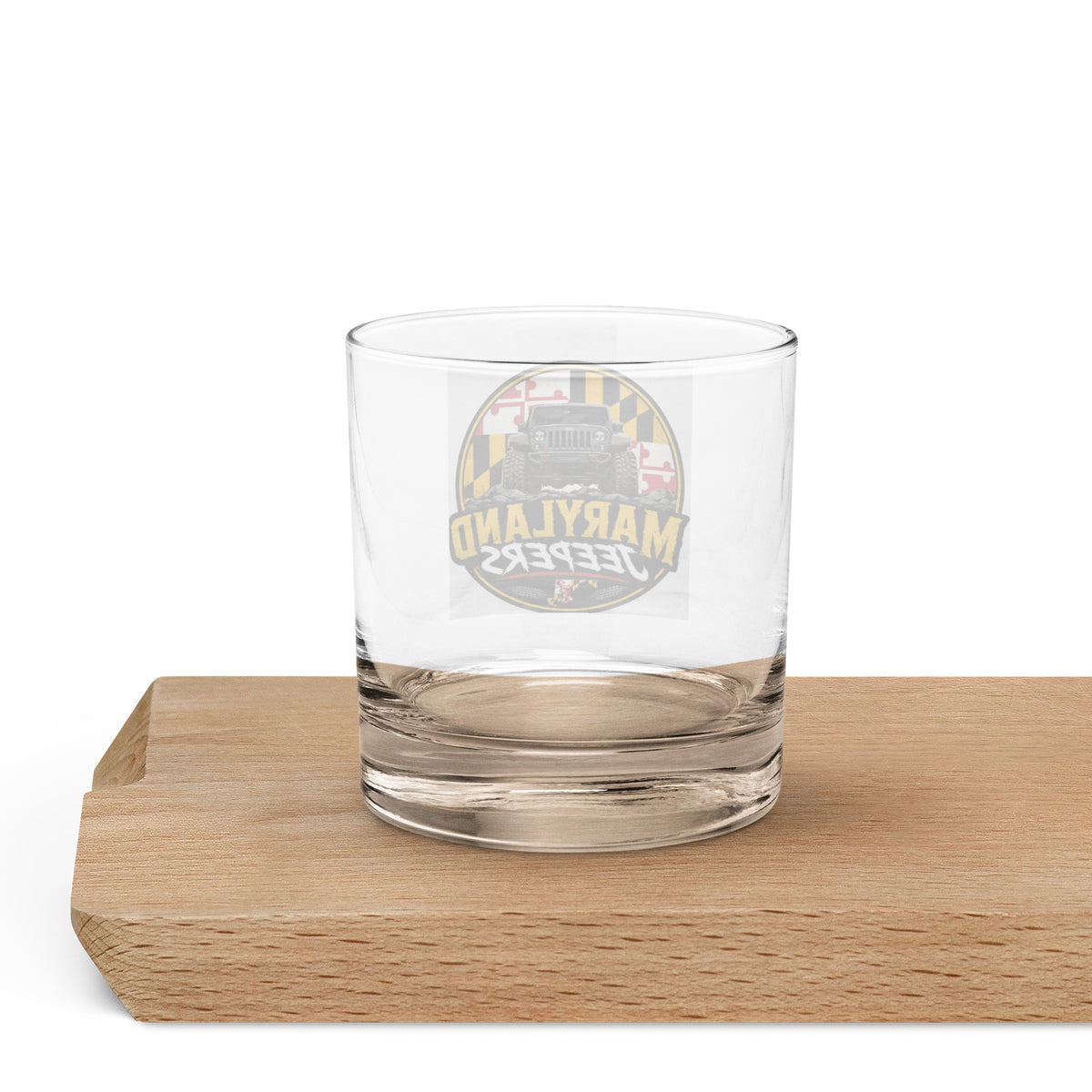 Maryland Jeepers Flag Badge 10.5 oz. rocks glass – back view