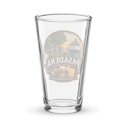 Pasadena Maryland Hometown Badge 16 oz. shaker pint glass – back view