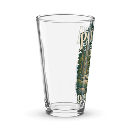 Pasadena Maryland Downs Park Shoreline heron 16 oz pint glass, right side view of the printed design