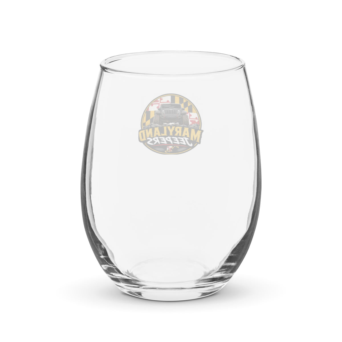 Maryland Jeepers Flag Badge 15 oz. stemless wine glass – back view
