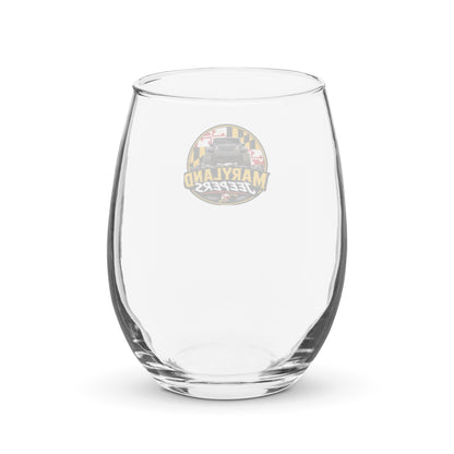 Maryland Jeepers Flag Badge 15 oz. stemless wine glass – back view