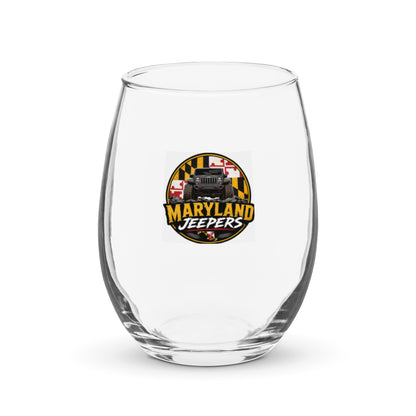 Maryland Jeepers Flag Badge 15 oz. stemless wine glass – front view