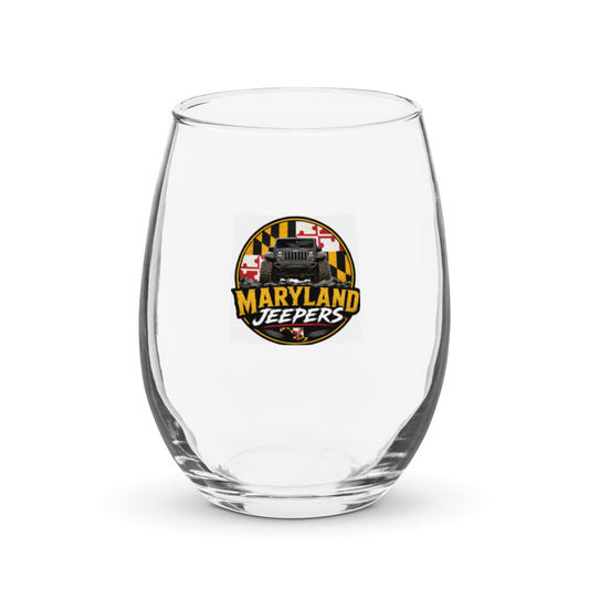 Maryland Jeepers Flag Badge 15 oz. stemless wine glass – front view