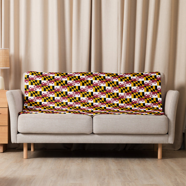 Maryland Flag Sherpa Throw Blanket — front view