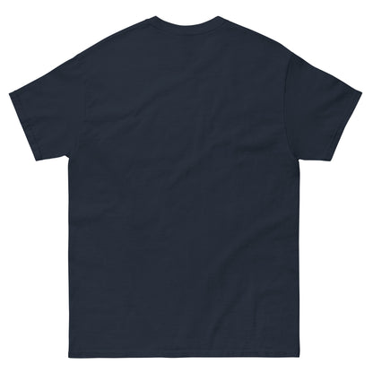 One Last Lap Hockey Farewell Unisex T-Shirt in navy, back view
