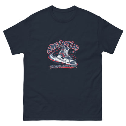 One Last Lap Hockey Farewell Unisex T-Shirt in navy, front view