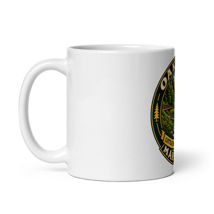 Oakland Maryland Little Yough River Days Coffee Mug, 11 oz — left handle view