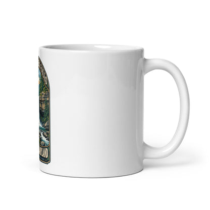Oakland Maryland Muddy Creek Falls Coffee Mug, 11 oz — right handle view