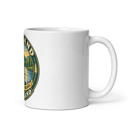 Oakland Maryland Little Yough River Days Coffee Mug, 11 oz — right handle view